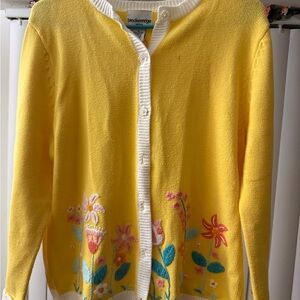 VTG Breckenridge Sz Petite Large Cardigan Button Up Knit Embroidered Floral